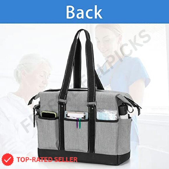 Nurse Tote Bag with Laptop Sleeve Professional Work Organizer Durable Nylon - Picture 7 of 8